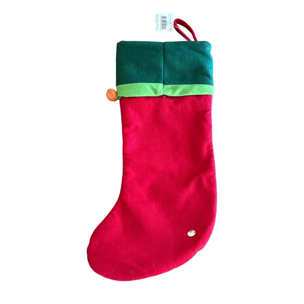 Jo-Ann Stores Cat Pet Christmas Stocking Meow Felt Applique Pom Poms Red Green‎
